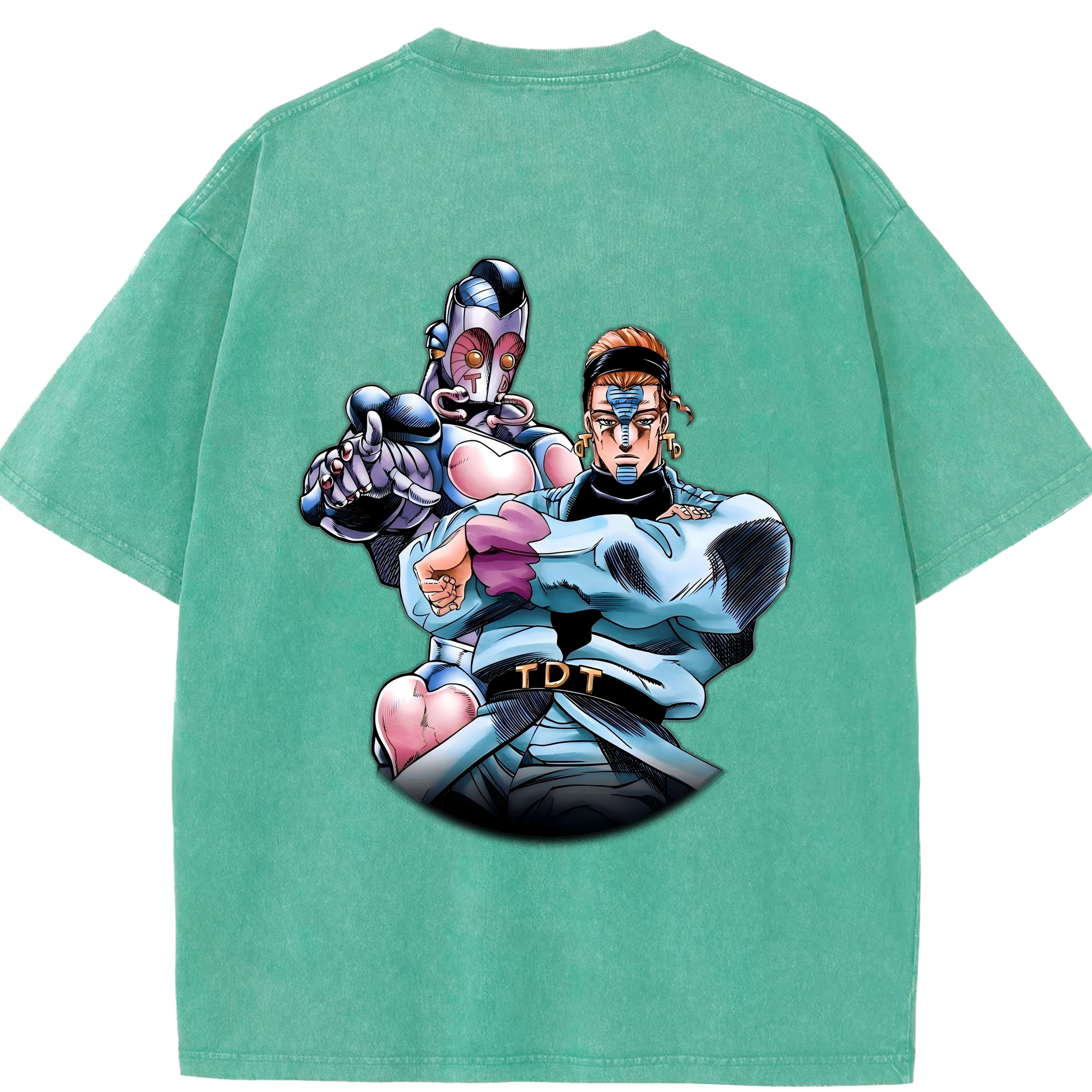 （画像用） ジョジョの奇妙な冒険 ひがしかた じょうすけ JoJo's Bizarre Adventure Higashikata Josuke 綿100% ヴィンテージ風 半袖Tシャツ（背面プリント）